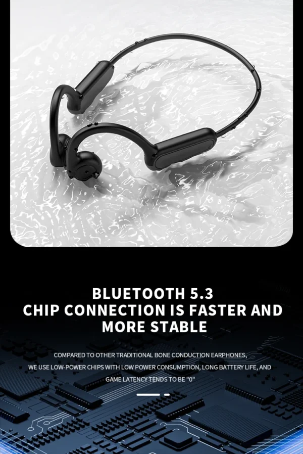 Nouveau casque de sport sans fil à conduction osseuse réelle – Écouteurs Bluetooth avec microphone et fonction mains libres pour la course à pied.