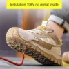 Chaussures de sécurité isolantes pour hommes avec embout en plastique, baskets de travail antidérapantes, chaussures de protection et bottes de travail anti-perforation.