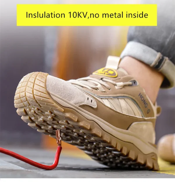 Chaussures de sécurité isolantes pour hommes avec embout en plastique, baskets de travail antidérapantes, chaussures de protection et bottes de travail anti-perforation.