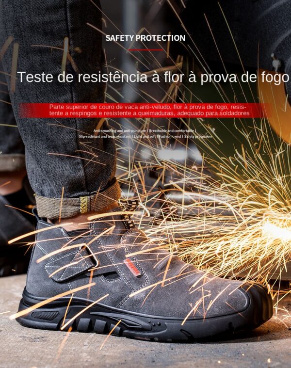 Chaussures de sécurité pour hommes en cuir véritable (croûte de cuir de vache), avec embout composite, semelle anti-perforation, propriétés antistatiques et conception adaptée au soudage ; bottes ultra-résistantes.