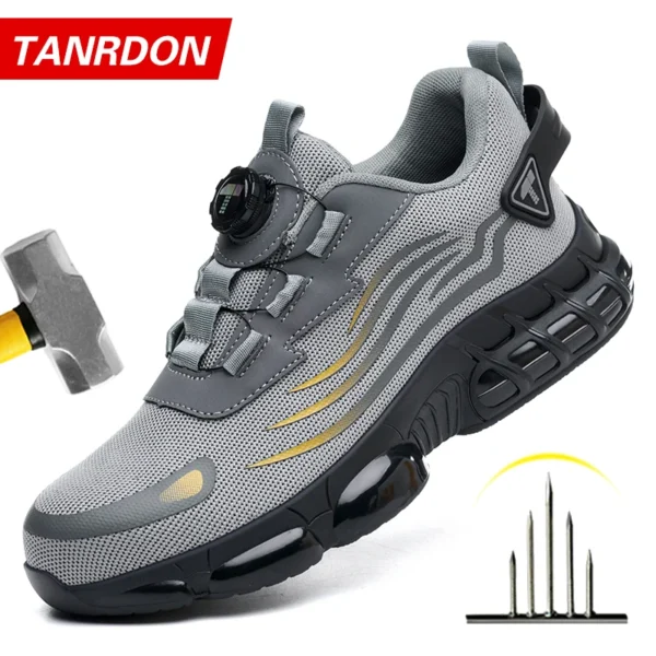 Chaussures de sécurité pour hommes à système de serrage rotatif, chaussures de travail, bottes de sécurité anti-perforation, bottes tactiques.