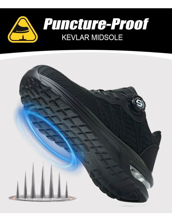 Chaussures de sécurité pour hommes avec fermeture rotative – Légères, anti-chocs et anti-perforation – Style sportif pour les professionnels en extérieur