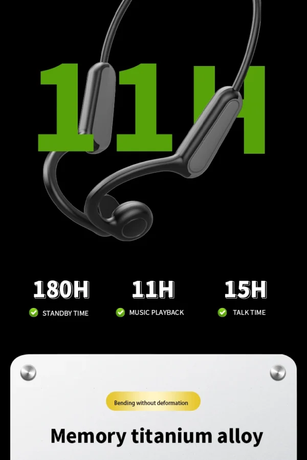 Écouteurs à conduction osseuse réelle B8 – Casque sans fil Bluetooth 5.3 pour le sport avec contour d'oreille et étanchéité IPX5 (idéal pour la course et la conduite)