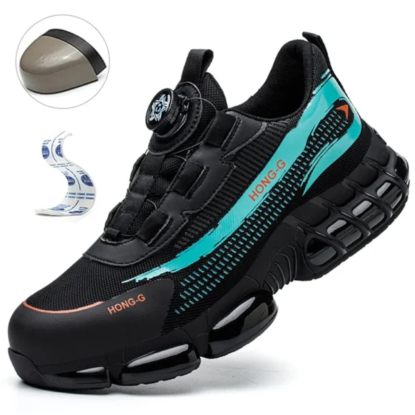 Chaussures de sécurité pour hommes avec système de serrage rotatif – Style sportif, anti-écrasement et anti-perforation