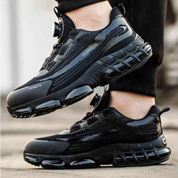 Chaussures de sécurité pour hommes avec système de serrage rotatif – Style sportif, anti-écrasement et anti-perforation