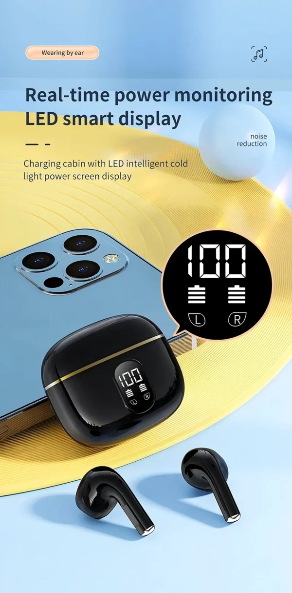 Écouteurs sans fil Bluetooth avec réduction de bruit ENC pour les appels, son stéréo Hi-Fi – Modèle Pro4s (compatible Xiaomi et AirPods)