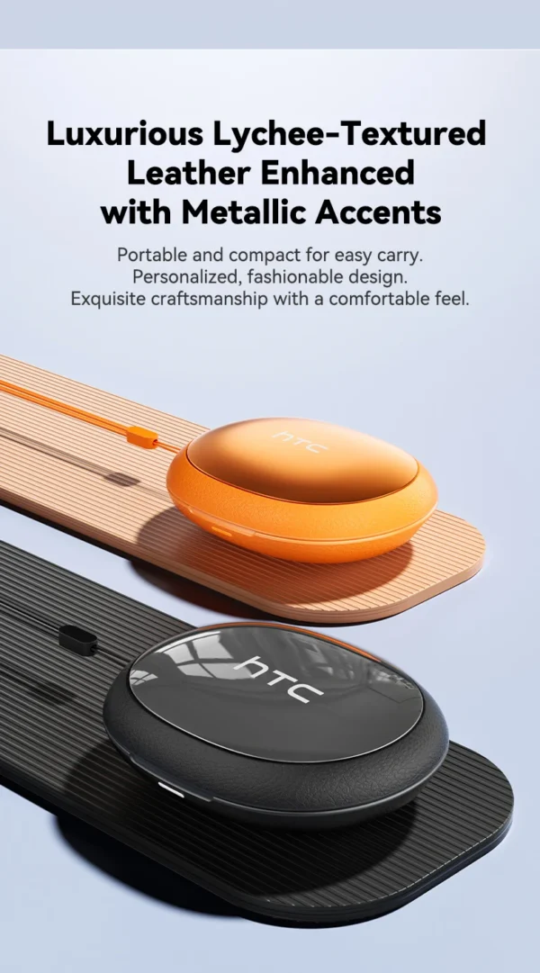Écouteurs Bluetooth HTC NE76, mini-écouteurs invisibles avec traducteur IA pour le sommeil, écouteurs sans fil souples – Orange.