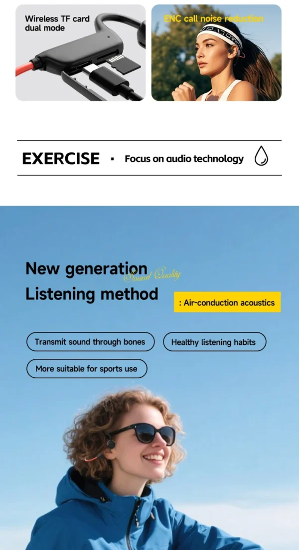 Nouveau casque sans fil Lenovo à conduction osseuse pour la natation et le sport – Bluetooth 5.4, étanche IPX8, avec microphone, idéal pour l'entraînement et le fitness.