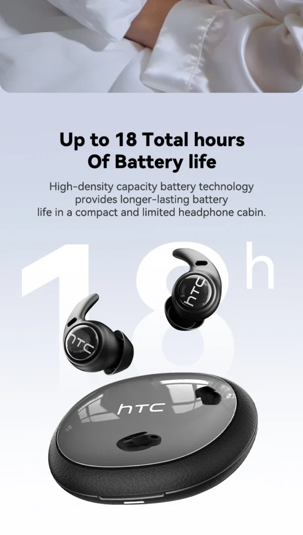 Écouteurs Bluetooth HTC NE76, mini-écouteurs invisibles avec traducteur IA pour le sommeil, écouteurs sans fil souples – Orange.