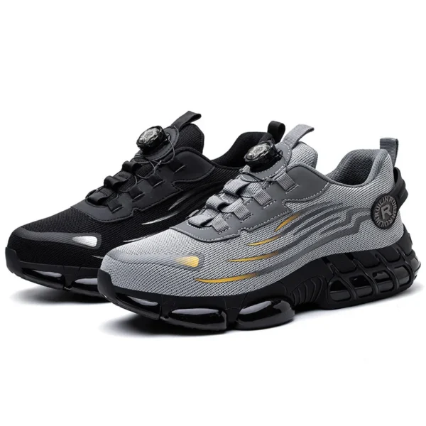 Chaussures de sécurité pour hommes avec système de serrage rotatif – Style sportif, anti-écrasement et anti-perforation