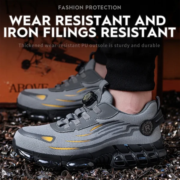 Chaussures de sécurité pour hommes avec système de serrage rotatif – Style sportif, anti-écrasement et anti-perforation