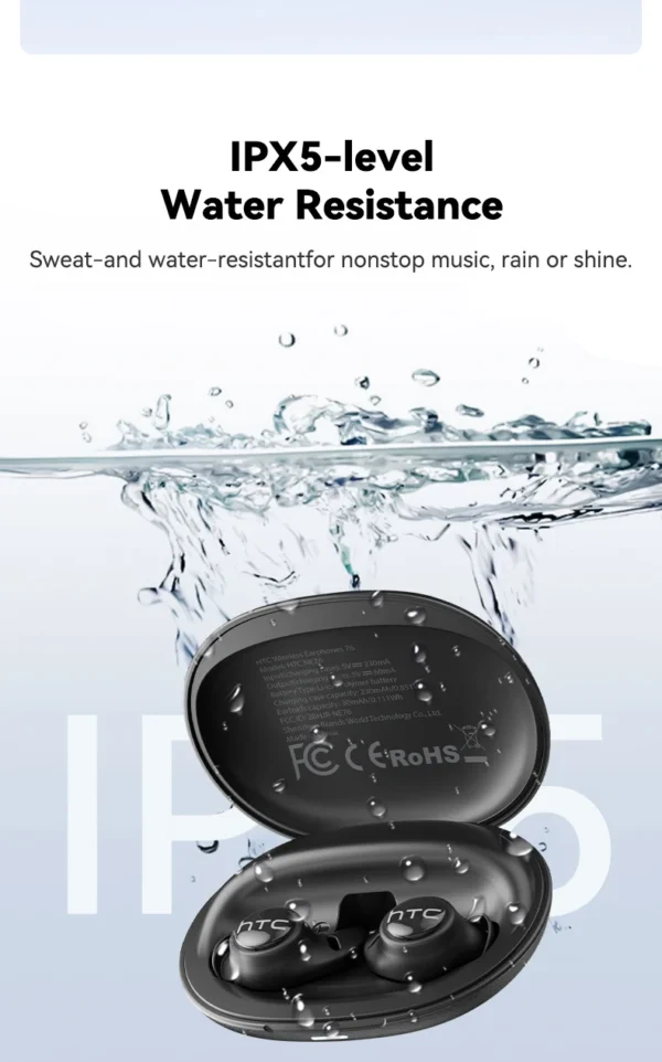 Écouteurs Bluetooth HTC NE76, mini-écouteurs invisibles avec traducteur IA pour le sommeil, écouteurs sans fil souples – Orange.