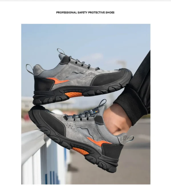 Chaussures de sécurité pour hommes, légères et confortables avec embout de protection en plastique, style tendance, anti-perforation et ultra-résistantes.