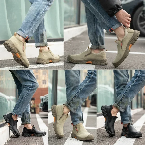 Chaussures de sécurité pour hommes en cuir véritable (croûte de cuir de vache), avec embout composite, semelle anti-perforation, propriétés antistatiques et conception adaptée au soudage ; bottes ultra-résistantes.