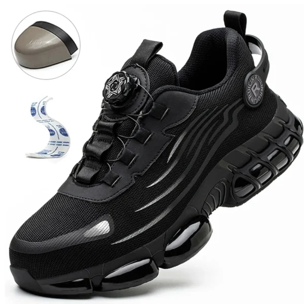 Chaussures de sécurité pour hommes avec système de serrage rotatif – Style sportif, anti-écrasement et anti-perforation