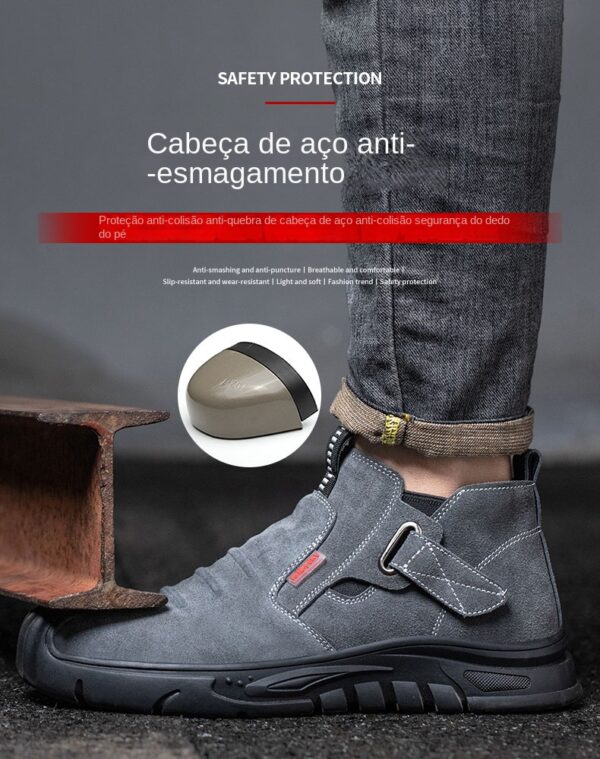 Chaussures de sécurité pour hommes en cuir véritable (croûte de cuir de vache), avec embout composite, semelle anti-perforation, propriétés antistatiques et conception adaptée au soudage ; bottes ultra-résistantes.