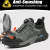 Chaussures de sécurité pour hommes avec embout en acier, semelles anti-écrasement, anti-perforation et antidérapantes ; chaussures de travail industrielles tendance à fermeture par bouton.