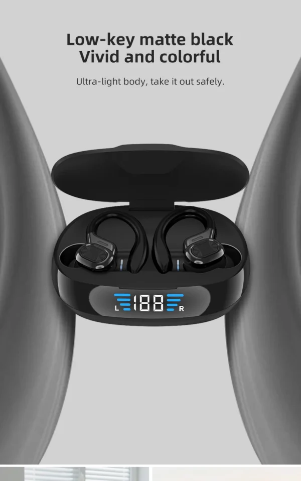 Écouteurs sans fil Otemkay SP16 – Modèle authentique avec contours d'oreille, véritablement sans fil, conçus pour la course à pied, avec microphone.