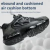 Chaussures de sécurité pour hommes avec fermeture à molette, embout en acier, coussin d'air et semelle anti-perforation.