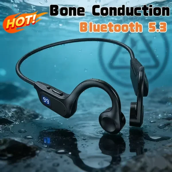 Écouteurs sans fil Lenovo à conduction osseuse – Compatibles Bluetooth, mains libres avec micro – Idéaux pour le sport, la course et la natation