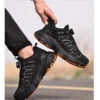 Chaussures de sécurité pour hommes avec fermeture rotative, embout en acier, bottes de travail industrielles respirantes.