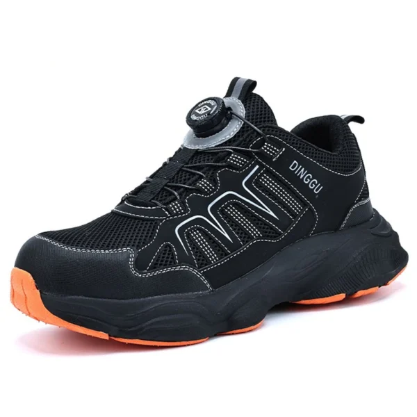 Chaussures de sécurité pour hommes avec fermeture rotative, embout en acier, bottes de travail industrielles respirantes.