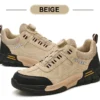 Chaussures de sécurité pour hommes avec embout en acier, semelles anti-écrasement, anti-perforation et antidérapantes ; chaussures de travail industrielles tendance à fermeture par bouton.