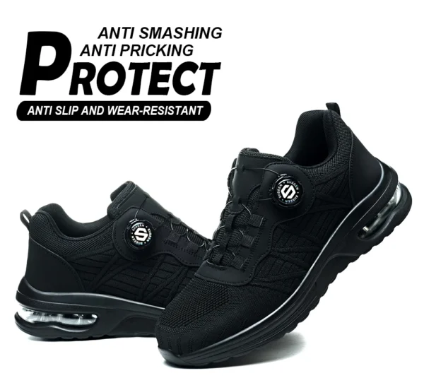 Chaussures de sécurité pour hommes avec fermeture rotative – Légères, anti-chocs et anti-perforation – Style sportif pour les professionnels en extérieur