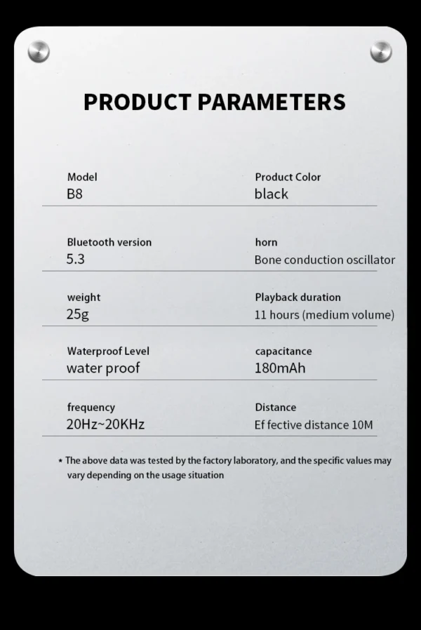 Écouteurs à conduction osseuse réelle B8 – Casque sans fil Bluetooth 5.3 pour le sport avec contour d'oreille et étanchéité IPX5 (idéal pour la course et la conduite)