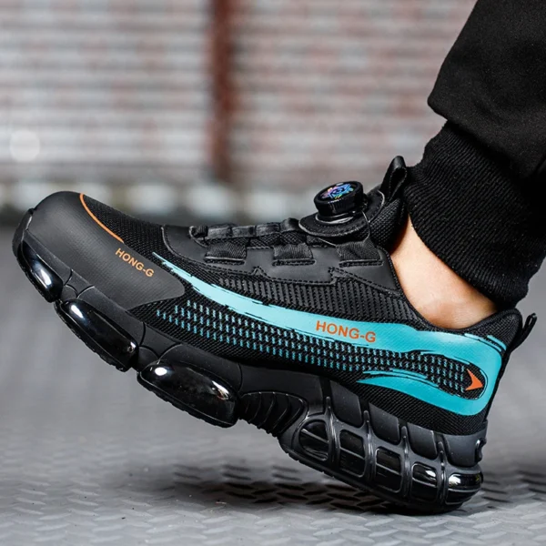 Chaussures de sécurité pour hommes avec système de serrage rotatif – Style sportif, anti-écrasement et anti-perforation