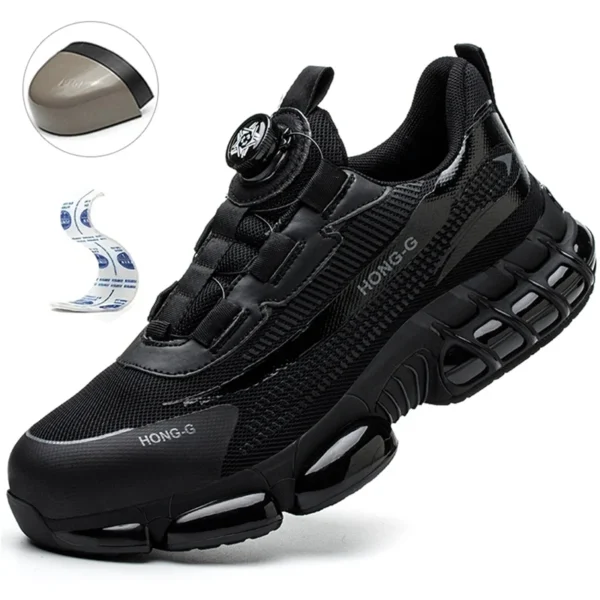 Chaussures de sécurité pour hommes avec système de serrage rotatif – Style sportif, anti-écrasement et anti-perforation
