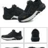 Chaussures de sécurité pour hommes – Style tendance, embout en acier anti-écrasement, semelle en Kevlar – Bottes de travail pour extérieur et atelier industriel – Fermeture à bouton