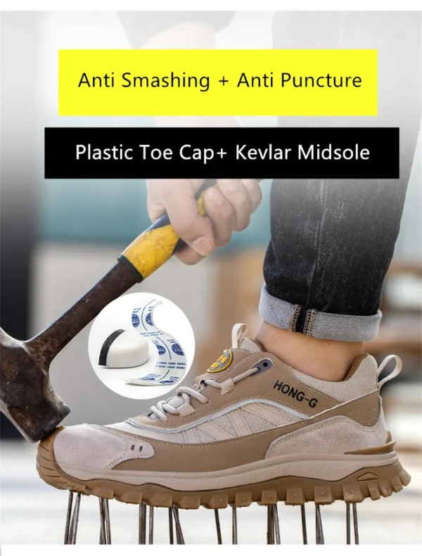 Chaussures de sécurité isolantes pour hommes avec embout en plastique, baskets de travail antidérapantes, chaussures de protection et bottes de travail anti-perforation.