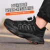 Chaussures de sécurité pour hommes avec fermeture rotative, embout en acier, bottes de travail industrielles respirantes.