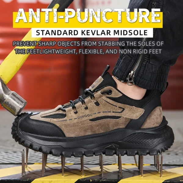 Chaussures de sécurité pour hommes avec embout en acier – Protection anti-écrasement et anti-perforation.