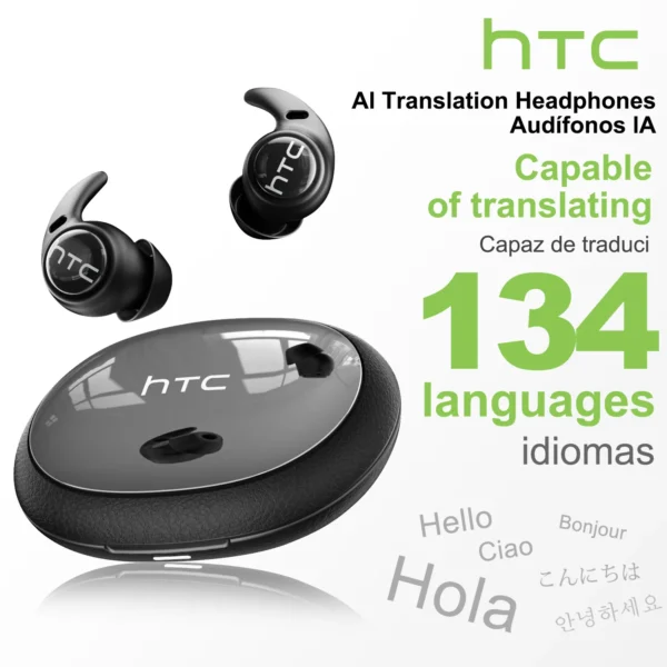 Écouteurs Bluetooth HTC NE76, mini-écouteurs invisibles avec traducteur IA pour le sommeil, écouteurs sans fil souples – Orange.