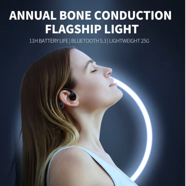 Écouteurs à conduction osseuse réelle B8 – Casque sans fil Bluetooth 5.3 pour le sport avec contour d'oreille et étanchéité IPX5 (idéal pour la course et la conduite)