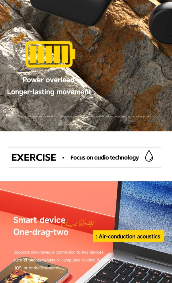 Nouveau casque sans fil Lenovo à conduction osseuse pour la natation et le sport – Bluetooth 5.4, étanche IPX8, avec microphone, idéal pour l'entraînement et le fitness.