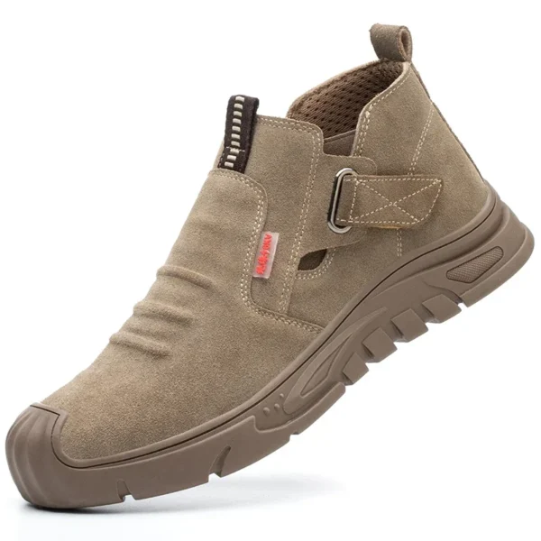 Chaussures de sécurité pour hommes en cuir véritable (croûte de cuir de vache), avec embout composite, semelle anti-perforation, propriétés antistatiques et conception adaptée au soudage ; bottes ultra-résistantes.