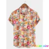 Chemise pour homme – T-shirt d'été à motifs floraux, manches courtes.