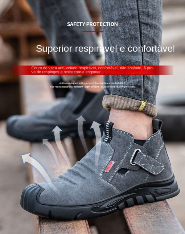Chaussures de sécurité pour hommes en cuir véritable (croûte de cuir de vache), avec embout composite, semelle anti-perforation, propriétés antistatiques et conception adaptée au soudage ; bottes ultra-résistantes.