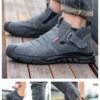 Chaussures de sécurité pour hommes en cuir véritable (croûte de cuir de vache), avec embout composite, semelle anti-perforation, propriétés antistatiques et conception adaptée au soudage ; bottes ultra-résistantes.