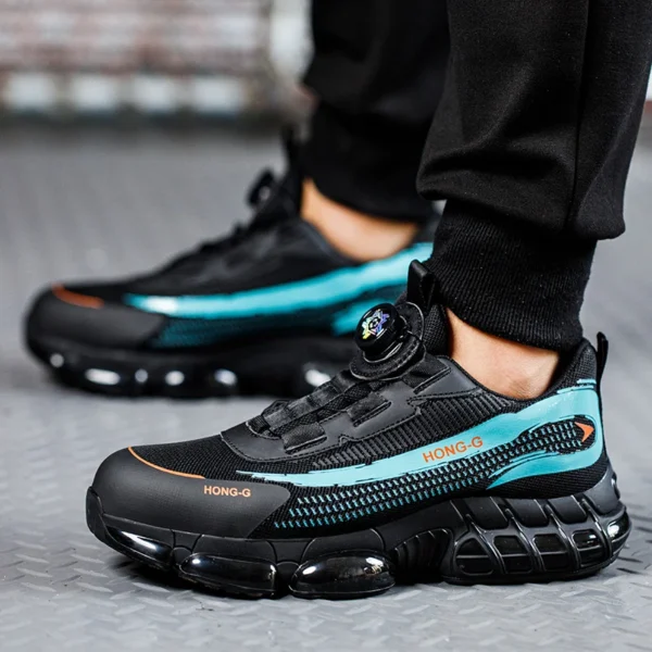 Chaussures de sécurité pour hommes avec système de serrage rotatif – Style sportif, anti-écrasement et anti-perforation