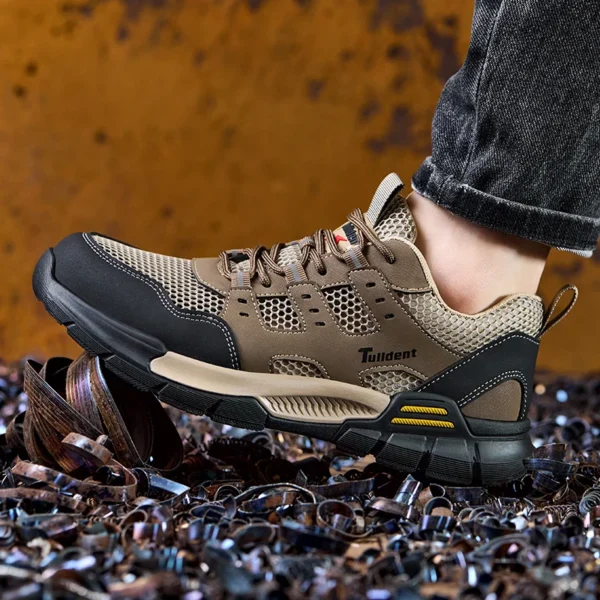Chaussures de sécurité pour hommes, anti-écrasement et anti-perforation, légères et respirantes.