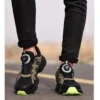 Chaussures de sécurité pour hommes avec fermeture rotative, embout en acier, bottes de travail industrielles respirantes.