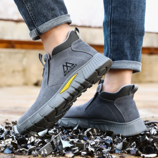 Chaussures de sécurité pour soudeurs (hommes) – Protection de travail anti-écrasement et anti-perforation, avec embout en acier.