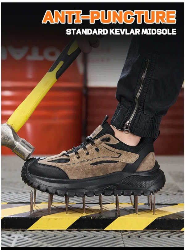 Chaussures de sécurité pour hommes avec embout en acier – Protection anti-écrasement et anti-perforation.