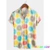 Chemise pour homme – T-shirt d'été à motifs floraux, manches courtes.