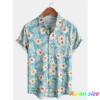 Chemise pour homme – T-shirt d'été à motifs floraux, manches courtes.