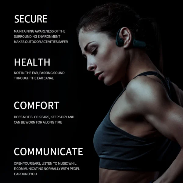 Écouteurs à conduction osseuse réelle B8 – Casque sans fil Bluetooth 5.3 pour le sport avec contour d'oreille et étanchéité IPX5 (idéal pour la course et la conduite)